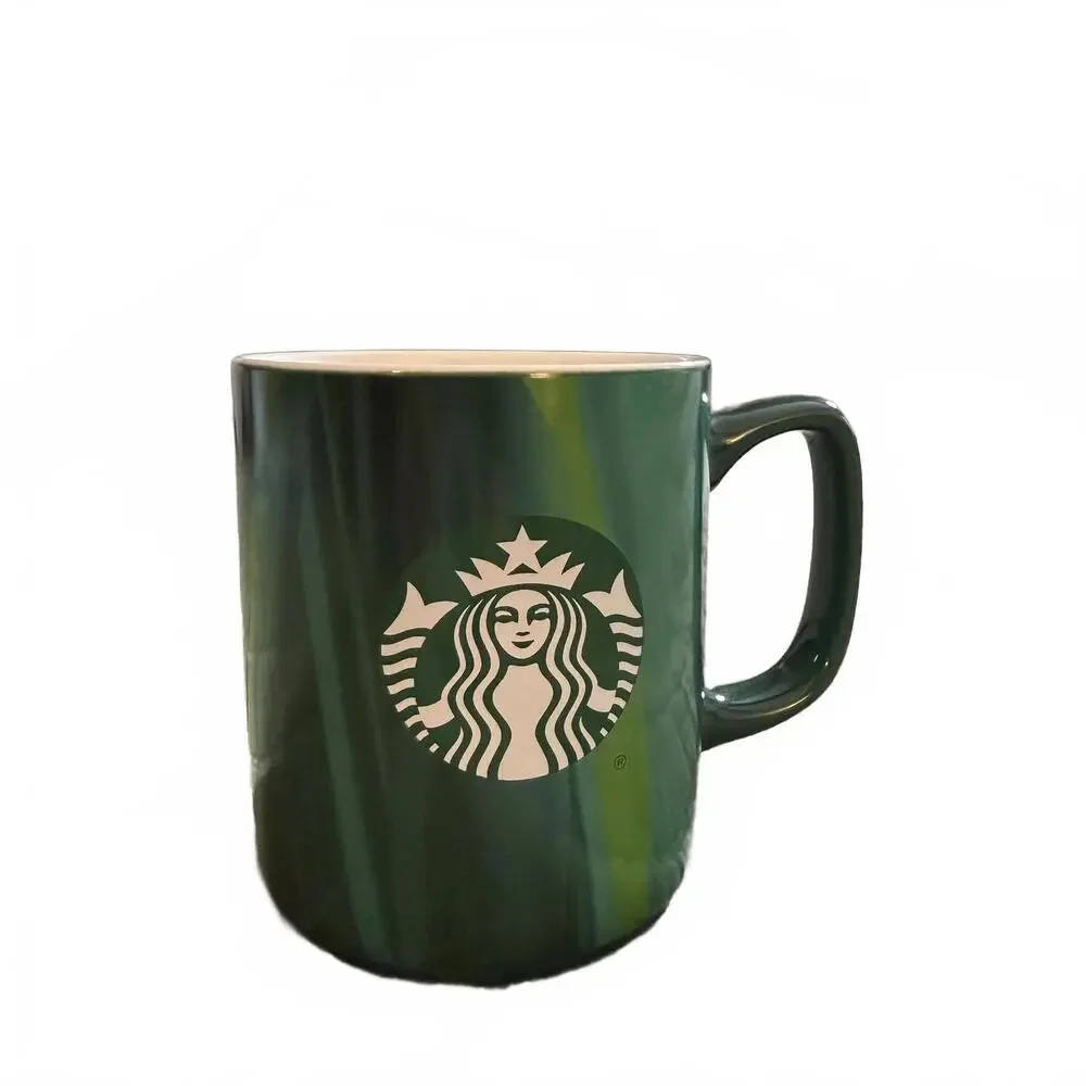Starbucks 2022 Marbled Collectible Logo Green Coffee Mug Cup 15‎ oz.